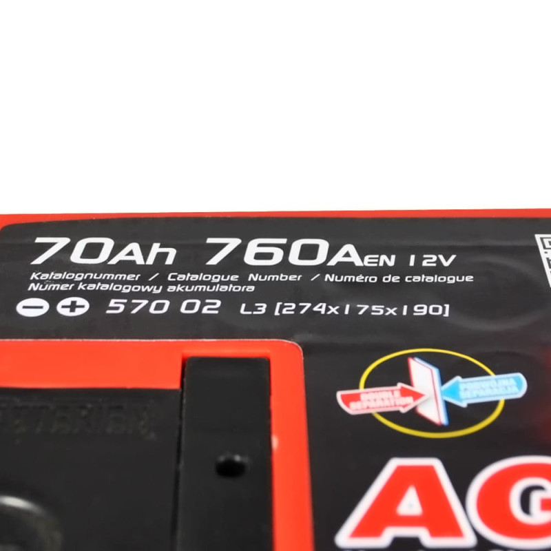 Автомобільний акумулятор SZNAJDER AGM 70Ah 760A R+ (L3) (570 02)