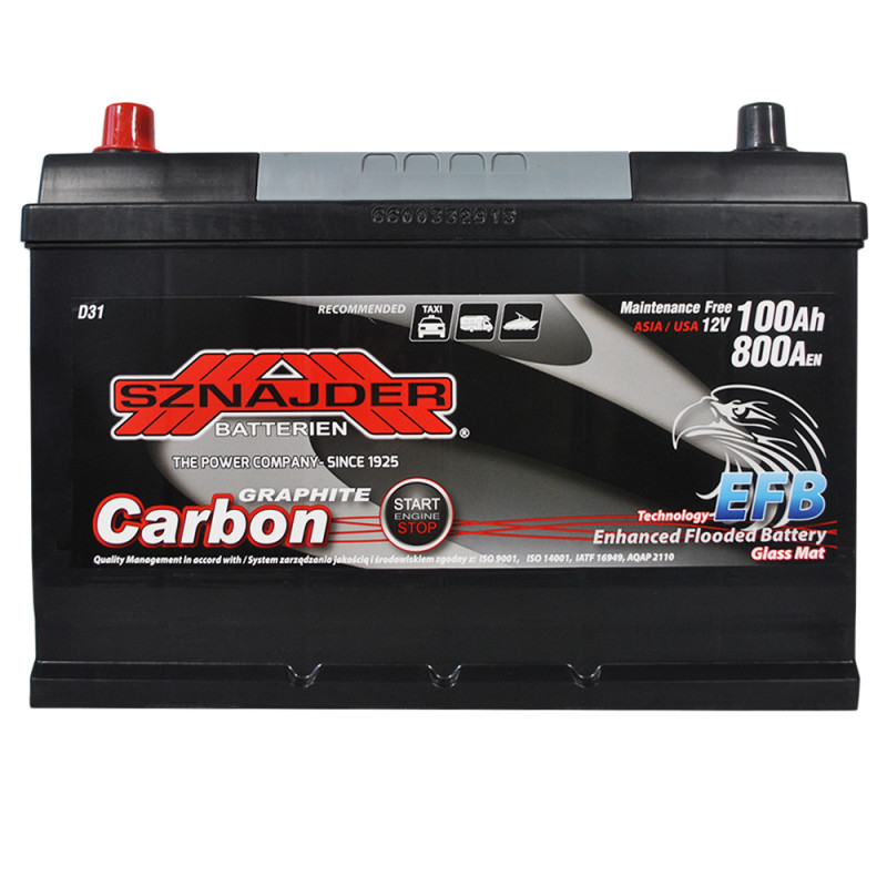 Автомобільний акумулятор SZNAJDER Carbon Start Stop EFB Asia 100Аh 800А L+ (D31) (600 47)