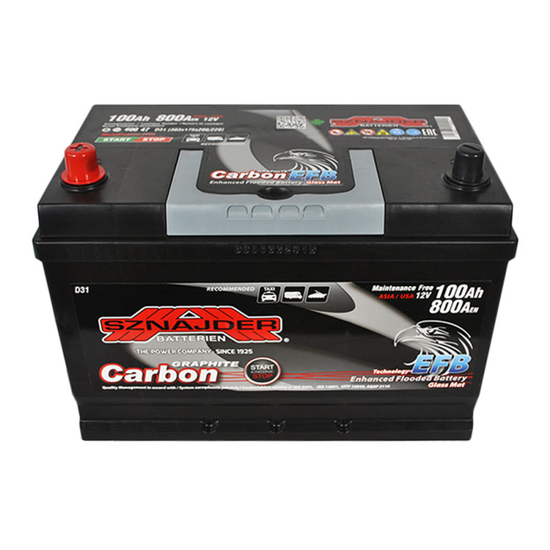Автомобільний акумулятор SZNAJDER Carbon Start Stop EFB Asia 100Аh 800А L+ (D31) (600 47)