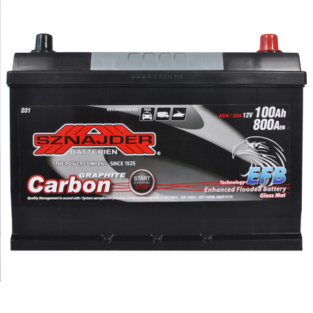 Автомобільний акумулятор SZNAJDER Carbon Start Stop EFB  Asia 100Аh 800А R+ (D31) (600 46)