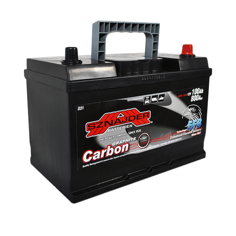 Автомобільний акумулятор SZNAJDER Carbon Start Stop EFB  Asia 100Аh 800А R+ (D31) (600 46)