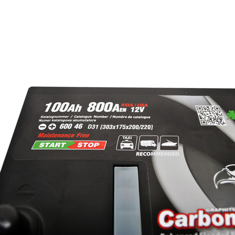 Автомобільний акумулятор SZNAJDER Carbon Start Stop EFB  Asia 100Аh 800А R+ (D31) (600 46)