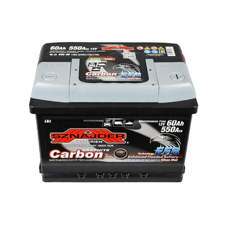 Автомобільний акумулятор SZNAJDER Carbon Start Stop EFB 60Аh 550А R+ (LB2) (560 08)