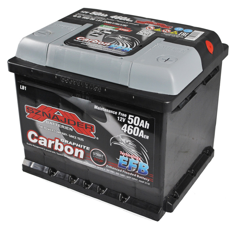 Автомобільний акумулятор SZNAJDER Carbon Start Stop EFB 50Аh 460А R+ (LB1) (550 08)