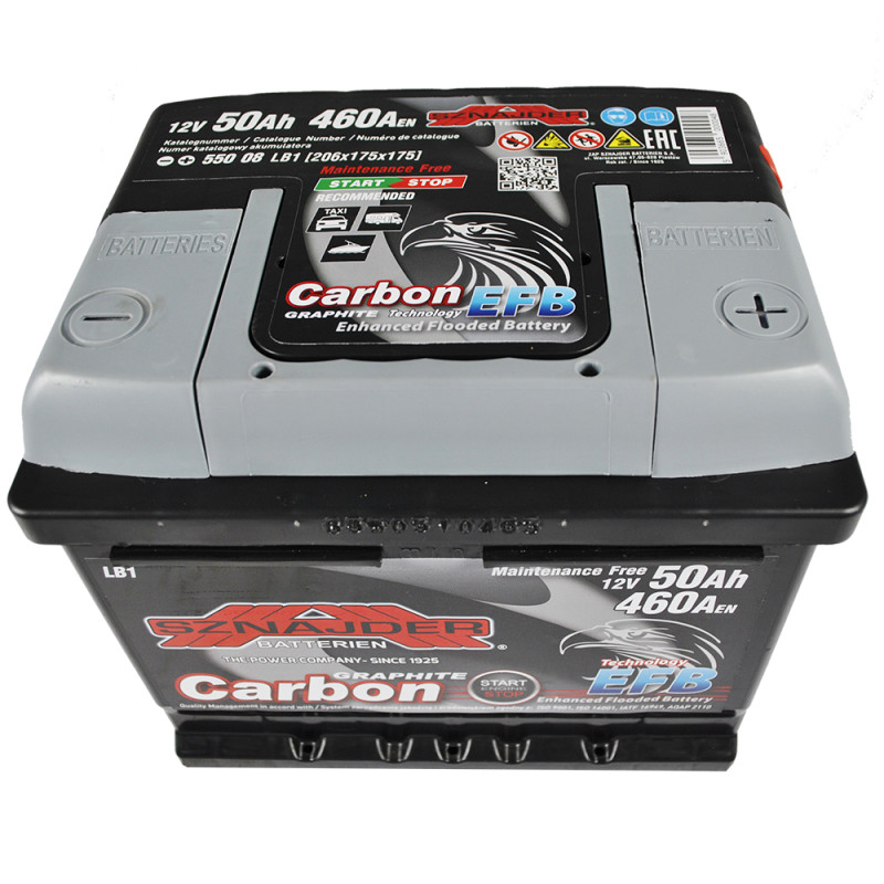 Автомобільний акумулятор SZNAJDER Carbon Start Stop EFB 50Аh 460А R+ (LB1) (550 08)