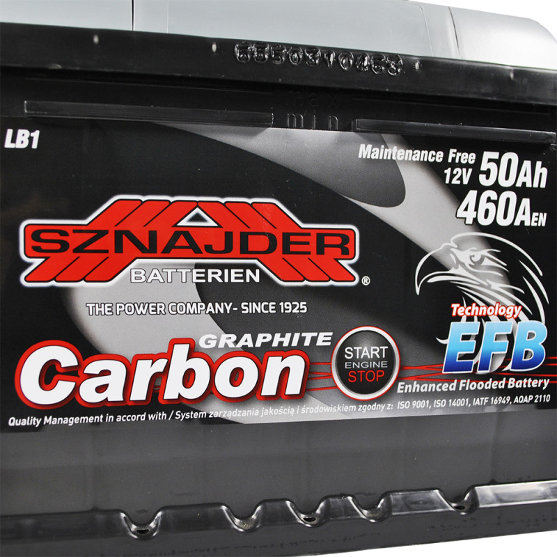 Автомобільний акумулятор SZNAJDER Carbon Start Stop EFB 50Аh 460А R+ (LB1) (550 08)