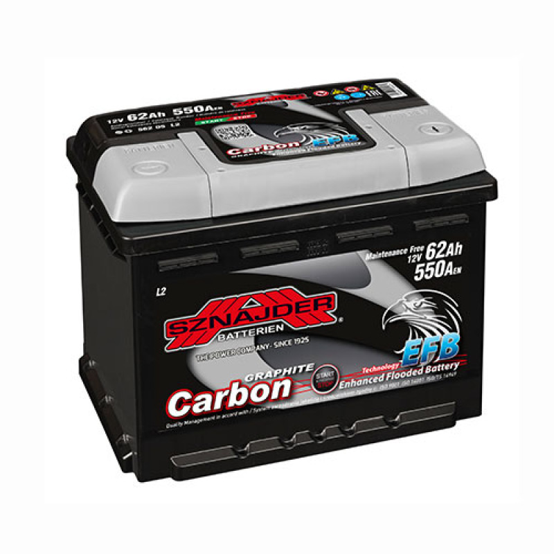 Автомобільний акумулятор SZNAJDER Carbon Start Stop EFB 62Аh 550А R+ (L2) (562 05)