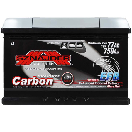 Автомобільний акумулятор SZNAJDER Carbon Start Stop EFB 77Ah 750A R+ (L3) (577 05)
