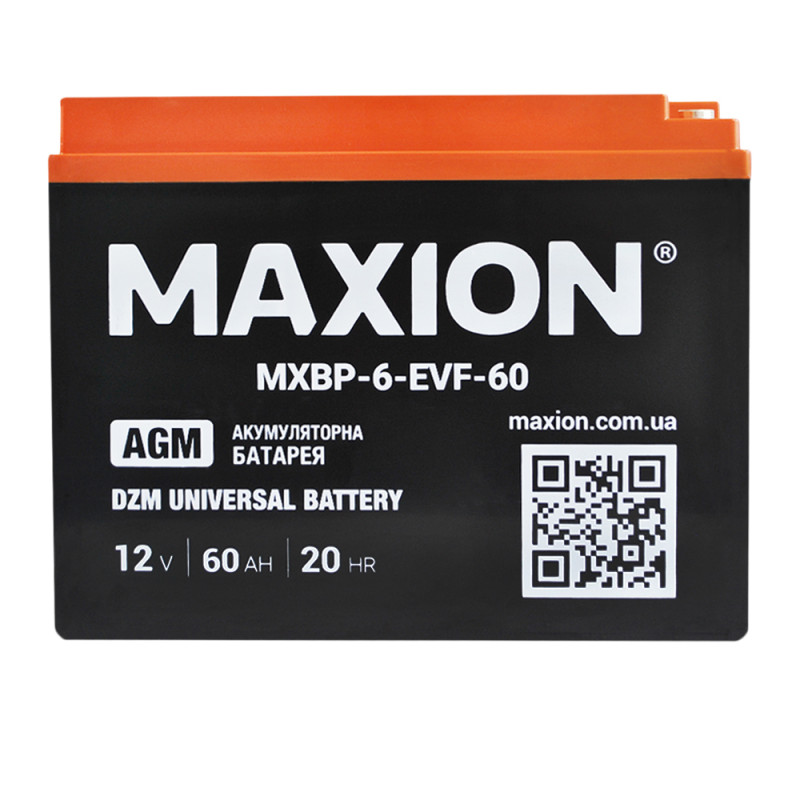 Акумулятор тяговий MAXION MXBT-6-EVF-60 (12V, 60Ah, +/-)