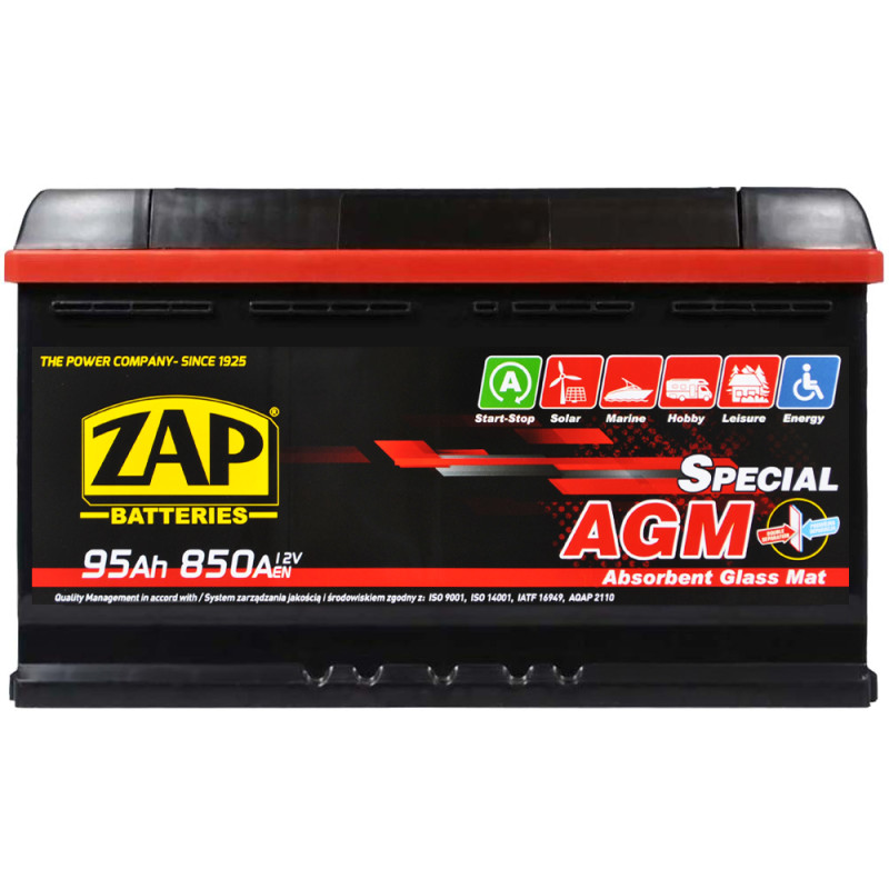 Автомобільний акумулятор ZAP AGM  95Ah 850A R+ (L5) (595 02)