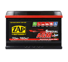 Автомобільний акумулятор ZAP AGM 70Ah 760A R+ (L3) (570 02)