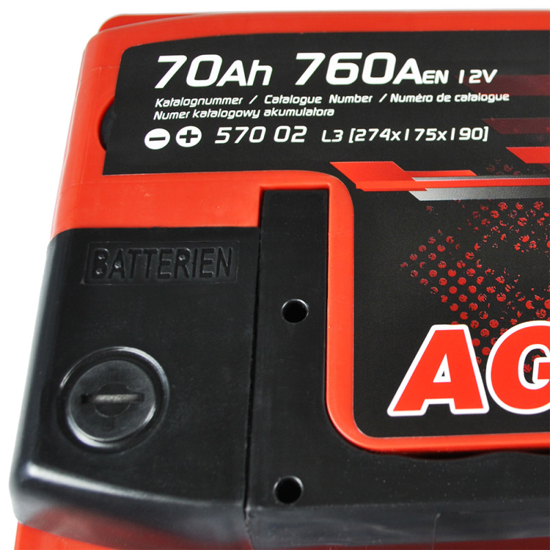 Автомобільний акумулятор ZAP AGM 70Ah 760A R+ (L3) (570 02)