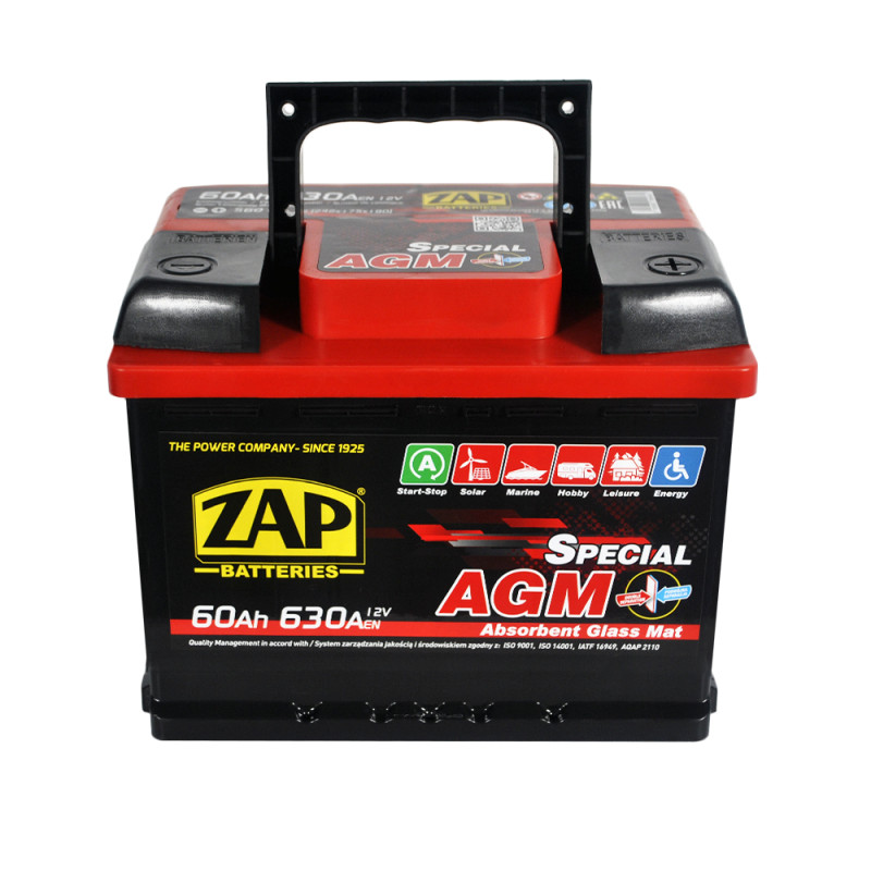 Автомобільний акумулятор ZAP AGM 60Ah 630A R+ (L2) (560 02)