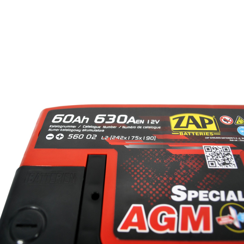 Автомобільний акумулятор ZAP AGM 60Ah 630A R+ (L2) (560 02)