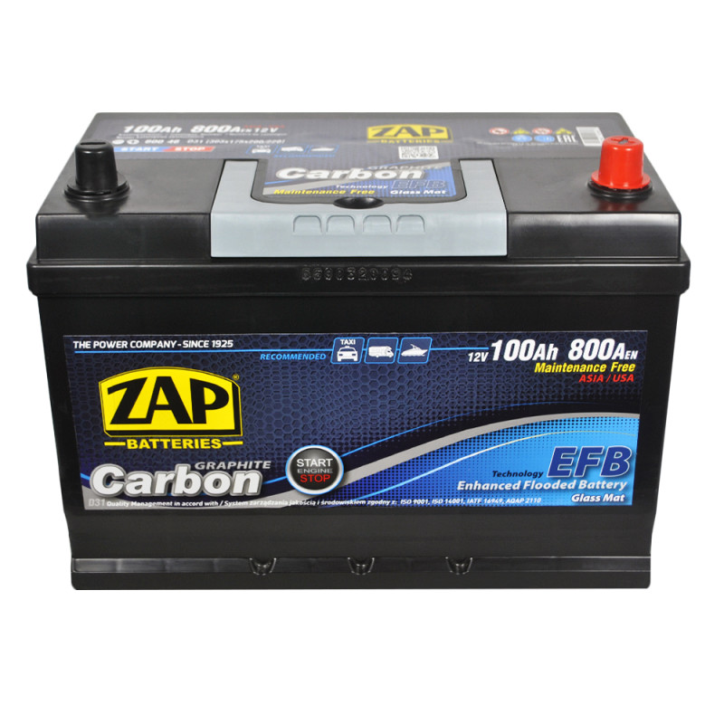 Автомобільний акумулятор ZAP Carbon Start Stop EFB  Asia 100Аh 800А R+ (D31) (600 46)