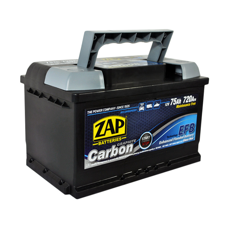 Автомобільний акумулятор ZAP Carbon EFB 75Ah 720A R+ (575 08) (LB3)(h=175)