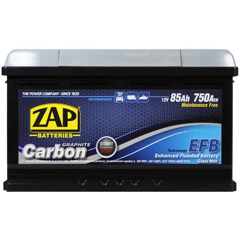 Автомобільний акумулятор ZAP Carbon EFB 85Ah 750A R+ (585 05) (L4)