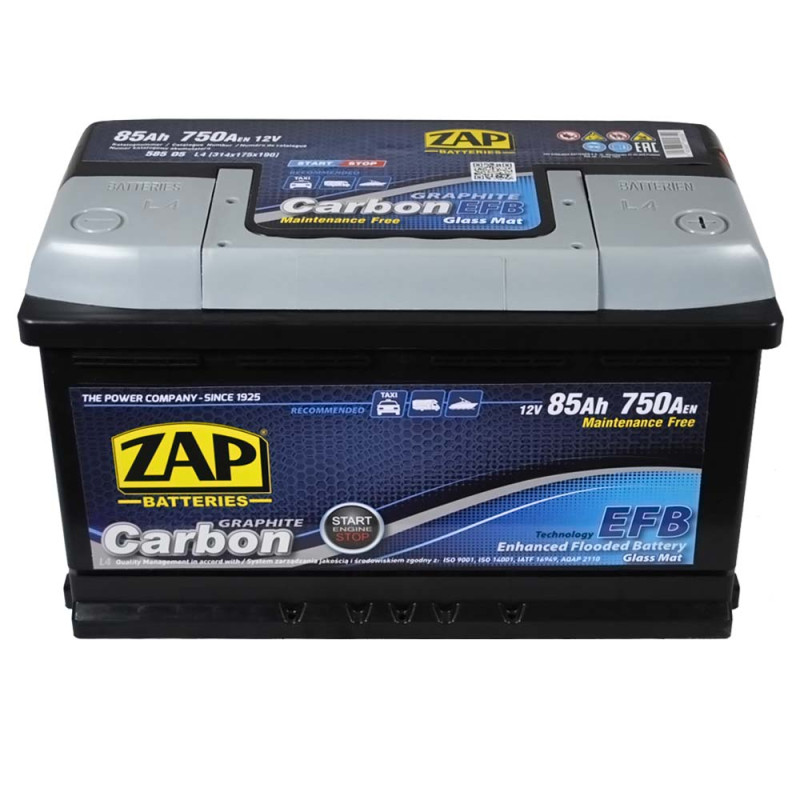 Автомобільний акумулятор ZAP Carbon EFB 85Ah 750A R+ (585 05) (L4)