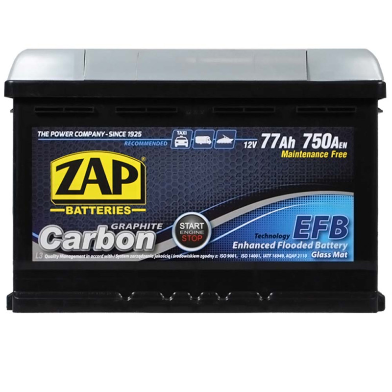 Автомобільний акумулятор ZAP Carbon EFB 77Аh 750А R+ (577 05) (L3)