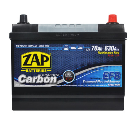 Автомобільний акумулятор ZAP Carbon Start Stop EFB Asia 70Аh 630А R+ (D26) (570 46)
