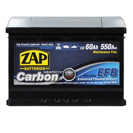 Автомобільний акумулятор ZAP Carbon EFB 60Аh 550А R+ (560 08) (LB2) (h=175)