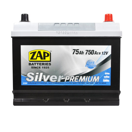 Автомобільний акумулятор ZAP Silver Premium Asia 75Ah 750A R+ (D26) (575 50)