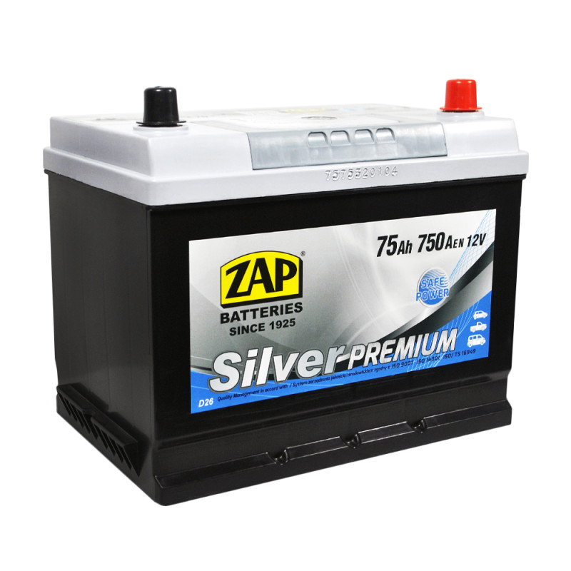 Автомобільний акумулятор ZAP Silver Premium Asia 75Ah 750A R+ (D26) (575 50)