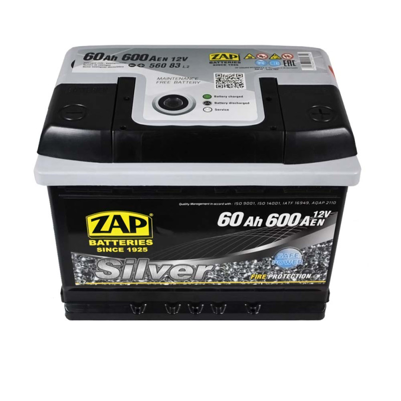 Автомобільний акумулятор ZAP Silver 60Ah 600A R+ (560 83) (L2)