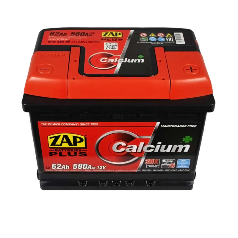 Автомобільний акумулятор ZAP Plus 62Ah 580A R+ (562 95) (L2)